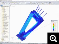 4-Contraintes dans une platine d'ancrage des haubans dans RFEM