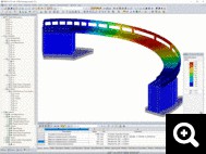 3 - Deformations globales du pont pietonnier dans RFEM (© VIC GmbH)